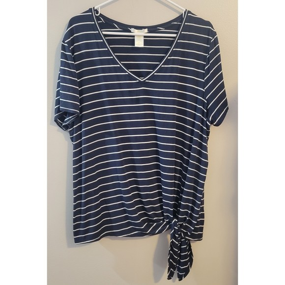 maddy m Tops - matty m V-Neck, Side Tie Top Womens Size XXL Navy/White